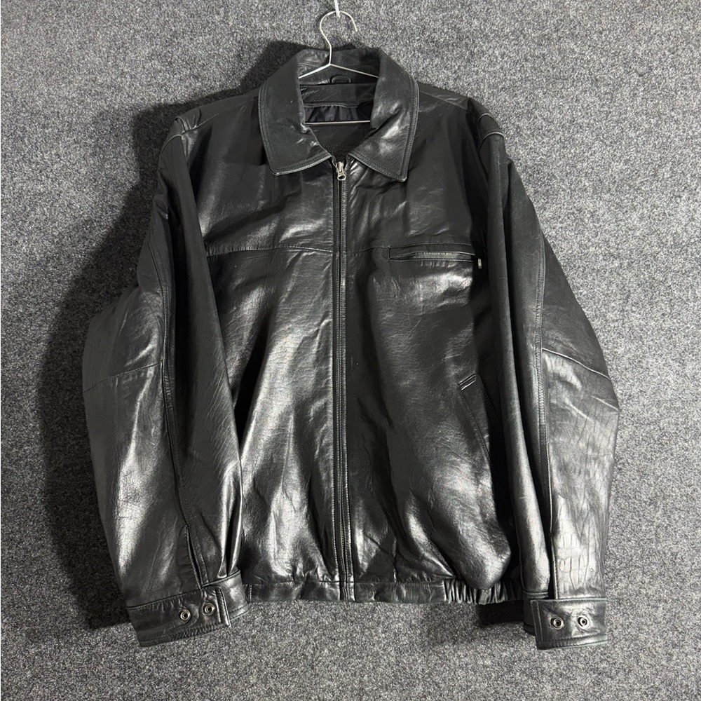 American Classics Black Leather Detroit Style Jacket XL 90s